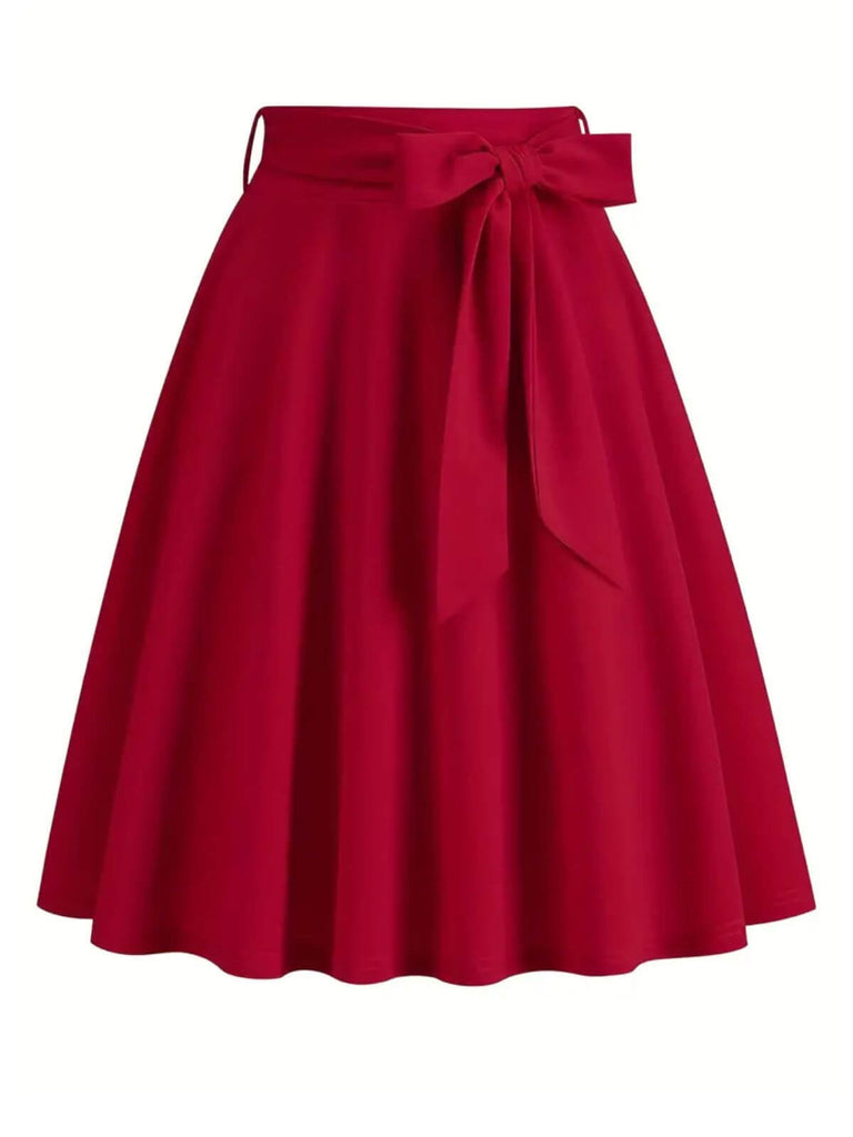 1940s Solid Waist Tie A-Line Skirt, vintage skirt, retro style - perfect for women who love vintage and retro fashion