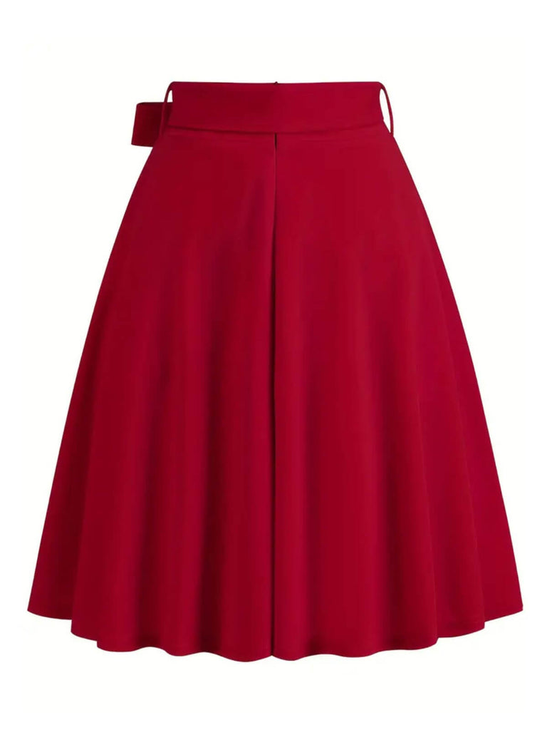 1940s Solid Waist Tie A-Line Skirt, vintage skirt, retro style - perfect for women who love vintage and retro fashion