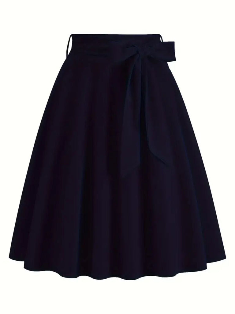 1940s Solid Waist Tie A-Line Skirt, vintage skirt, retro style - perfect for women who love vintage and retro fashion