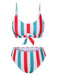 She's wearing 1940s Spaghetti Strap Bow Contrast Stripes Bikini and the whole beach remembers the 1940s