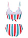 1940s Spaghetti Strap Bow Contrast Stripes Bikini: 1940s Riviera elegance, reimagined for her