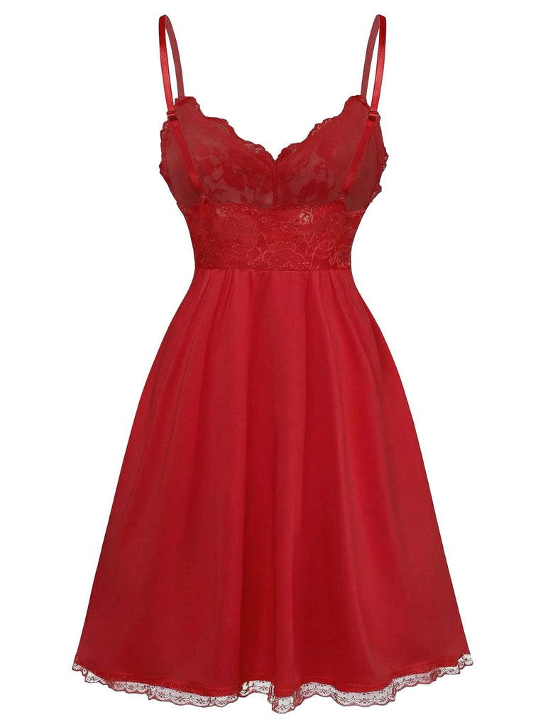 1940s Spaghetti Strap Lace Bow Nightgown - vintage nightgown, retro sleepwear