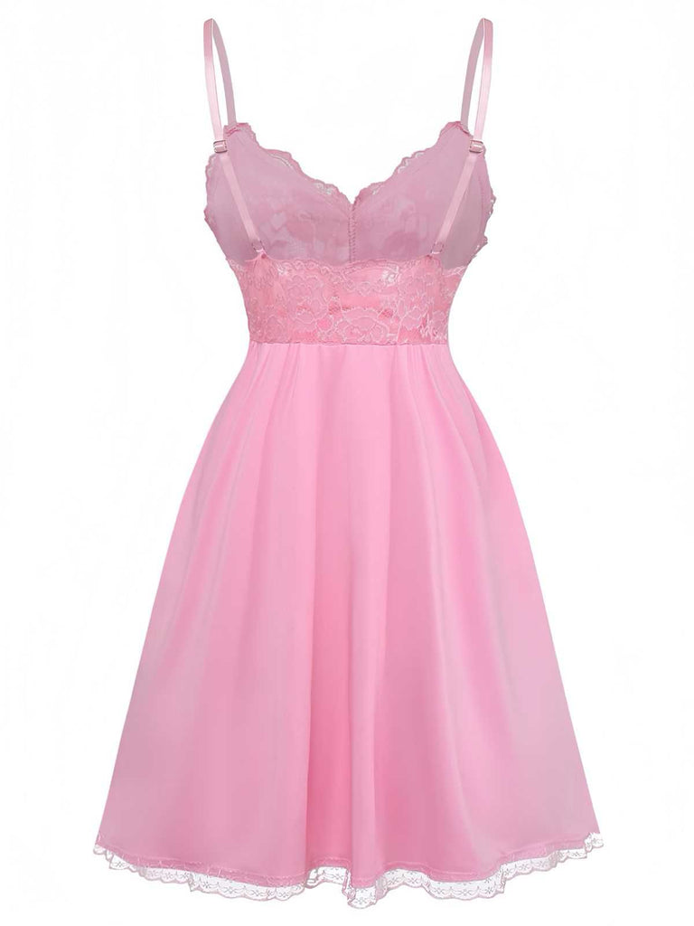 1940s Spaghetti Strap Lace Bow Nightgown - vintage nightgown, retro sleepwear