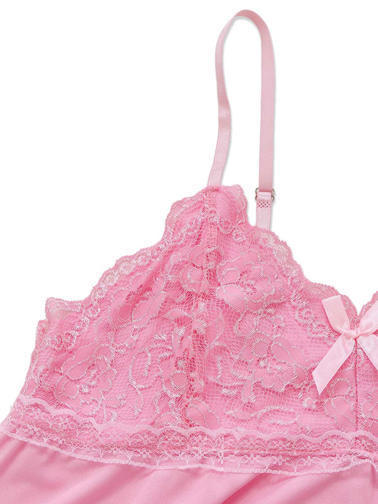1940s Spaghetti Strap Lace Bow Nightgown - vintage nightgown, retro sleepwear