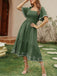 1940s Square Neck Embroidery Jacquard Smocked Dress, vintage dress, retro fashion - perfect for women who love vintage and retro fashion