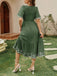 1940s Square Neck Embroidery Jacquard Smocked Dress, vintage dress, retro fashion - perfect for women who love vintage and retro fashion
