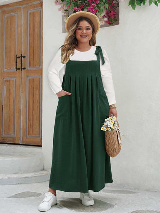 1940s Square Neck Pleated Pinafore Dress - vintage dress, retro fashion, elegant style for vintage lovers