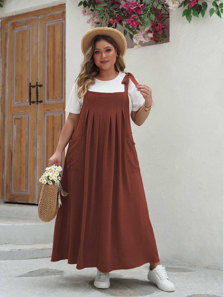1940s Square Neck Pleated Pinafore Dress - vintage dress, retro fashion, elegant style for vintage lovers