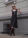 1940s Square Neck Polka Dot Ruffle Dress - vintage dress, retro fashion