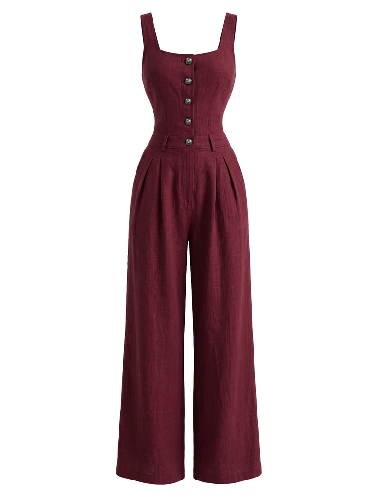 1940s Square Neck Vintage Classic Jumpsuit 4