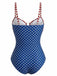 1940s Stars Striped Cutout One-Piece Swimsuit - vintage swimsuit, pin-up swimwear for vintage lovers