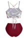 1940s Strap Contrast Floral Lace-Up Swimsuit — because 1940s glamour never goes out of style