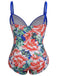 [Plus Size] 1940s Strap Flowers One-Piece Swimsuit, vintage swimsuit, pin-up swimwear - perfect for women who love vintage and retro fashion