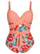 [Plus Size] 1940s Strap Flowers One-Piece Swimsuit, vintage swimsuit, pin-up swimwear - perfect for women who love vintage and retro fashion