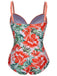 [Plus Size] 1940s Strap Flowers One-Piece Swimsuit, vintage swimsuit, pin-up swimwear - perfect for women who love vintage and retro fashion