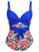 [Plus Size] 1940s Strap Flowers One-Piece Swimsuit, vintage swimsuit, pin-up swimwear - perfect for women who love vintage and retro fashion