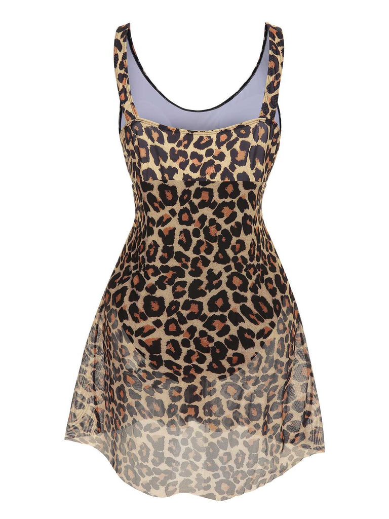 She's wearing 1940s Strap Print One-Piece Skirt Swimsuit and the whole beach remembers the 1940s