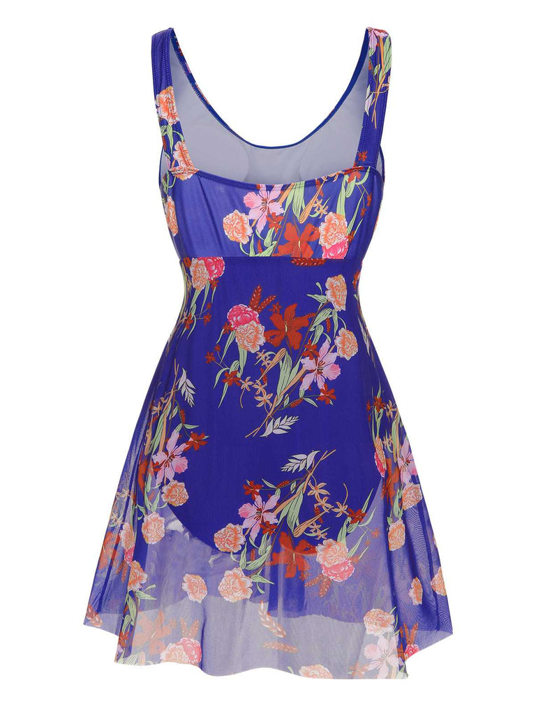 1940s Strap Print One-Piece Skirt Swimsuit — because 1940s glamour never goes out of style
