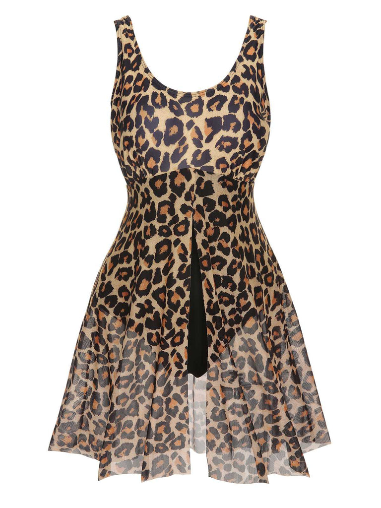 1940s Strap Print One-Piece Skirt Swimsuit — because 1940s glamour never goes out of style