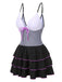1940s Stripe Patchwork Layered Hem Swim Dress: where 1940s romance meets her modern spirit