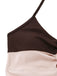 Brown & Pink 1940s Color-Block Ruffled High-Waisted Swimsuit - vintage swimsuit, pin-up style