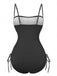 1940s Solid Ruched Spaghetti Strap One-Piece Swimsuit - vintage swimsuit, pin-up style