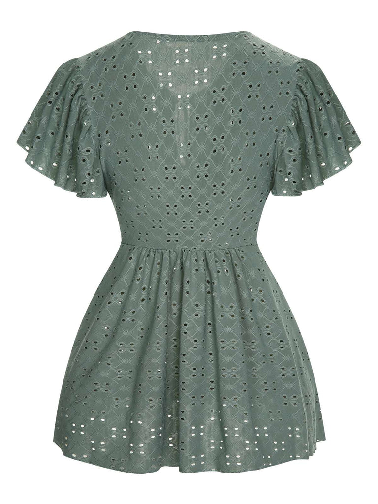 1940s Tie Front Eyelet Embroidered Blouse, vintage top, retro blouse - perfect for women who love vintage and retro fashion