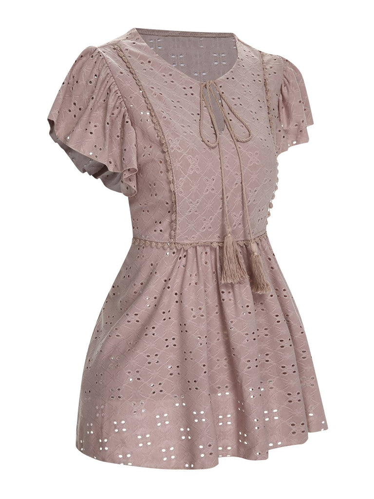1940s Tie Front Eyelet Embroidered Blouse, vintage top, retro blouse - perfect for women who love vintage and retro fashion