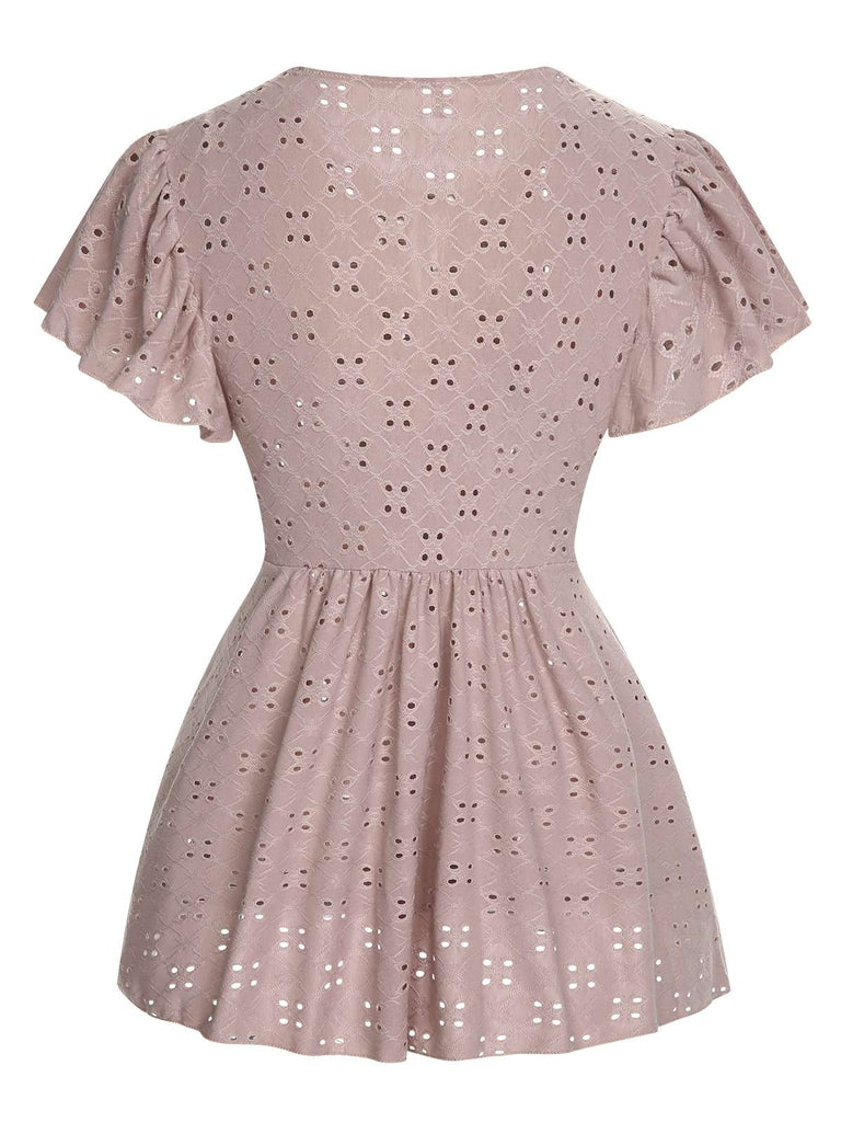 1940s Tie Front Eyelet Embroidered Blouse, vintage top, retro blouse - perfect for women who love vintage and retro fashion