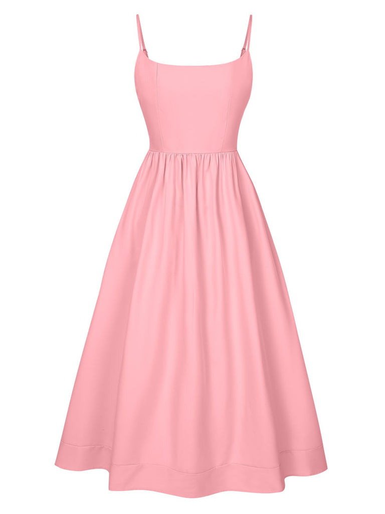 1940s U-Neck Spaghetti Strap Pleated Dress: where 1940s romance meets her modern spirit