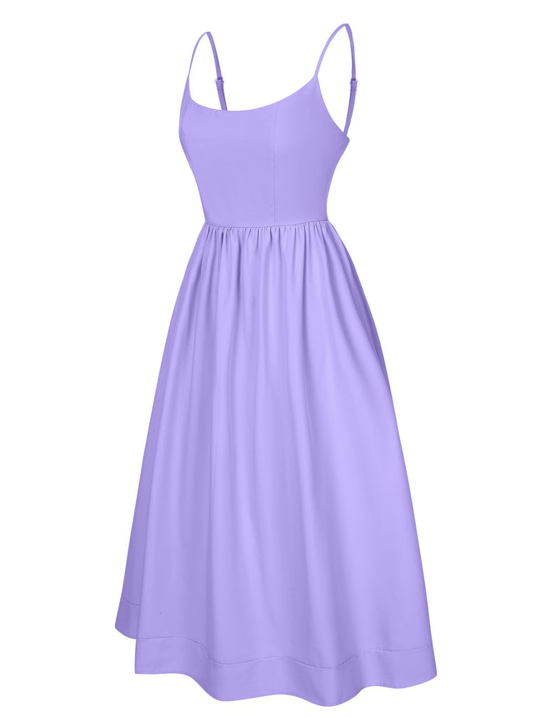 1940s U-Neck Spaghetti Strap Pleated Dress: where 1940s romance meets her modern spirit