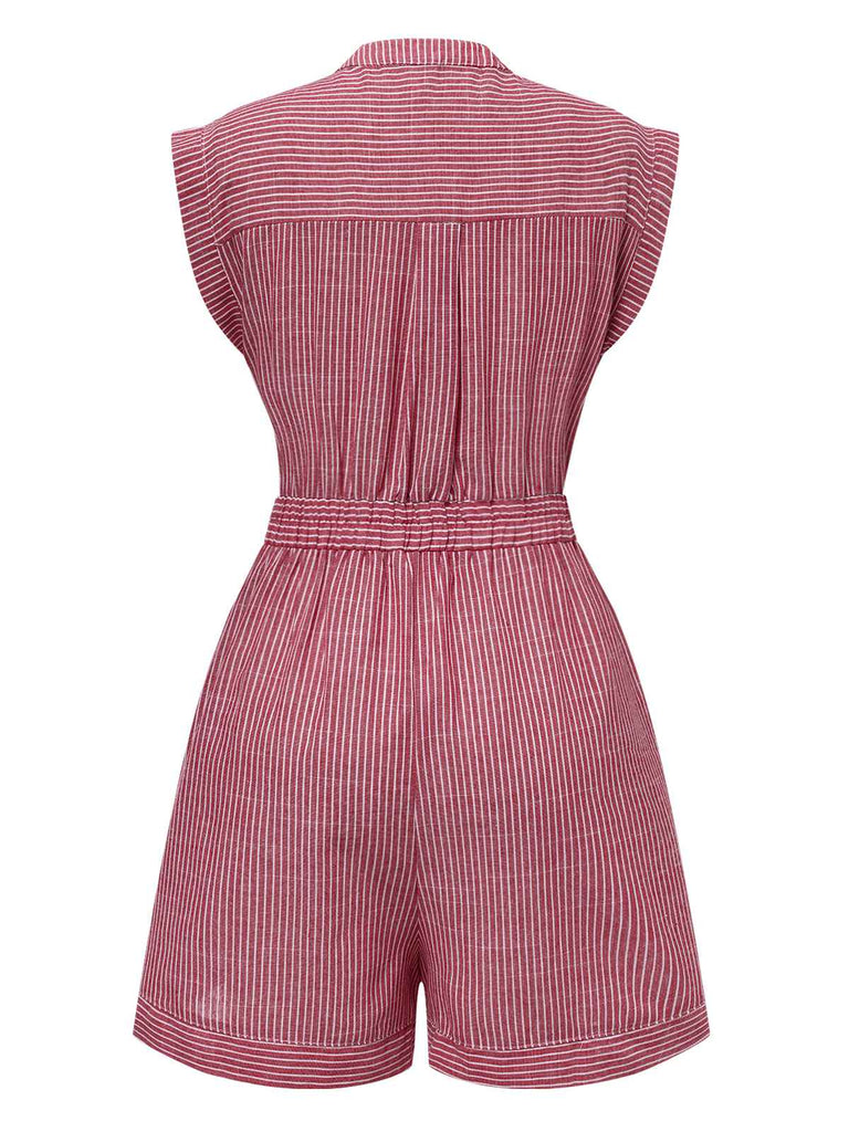1940s VNeck Pockets Belted Stripe | 1940s | vintage romper, retro jumpsuit