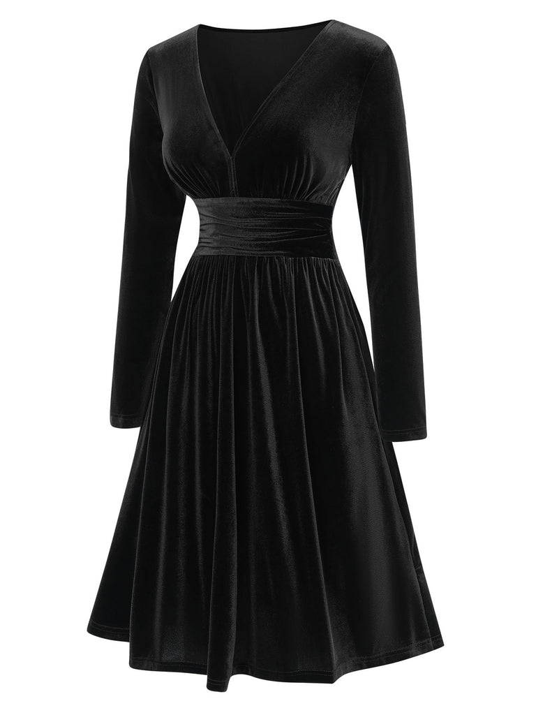 1940s VNeck Solid Aline Velvet | 1940s | vintage dress, retro fashion