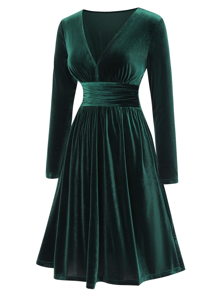 1940s VNeck Solid Aline Velvet | 1940s | vintage dress, retro fashion