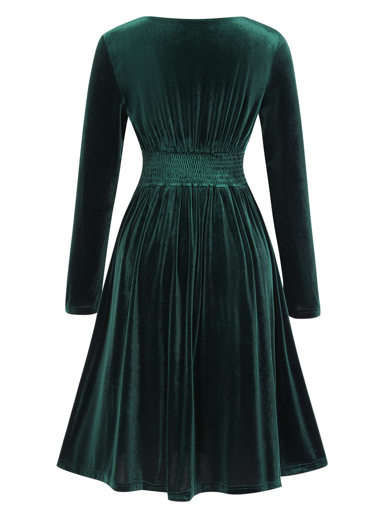 1940s VNeck Solid Aline Velvet | 1940s | vintage dress, retro fashion