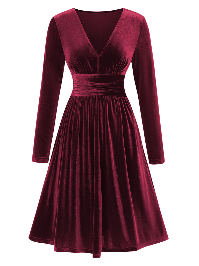 1940s VNeck Solid Aline Velvet | 1940s | vintage dress, retro fashion