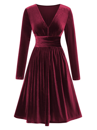 1940s VNeck Solid Aline Velvet | 1940s | vintage dress, retro fashion