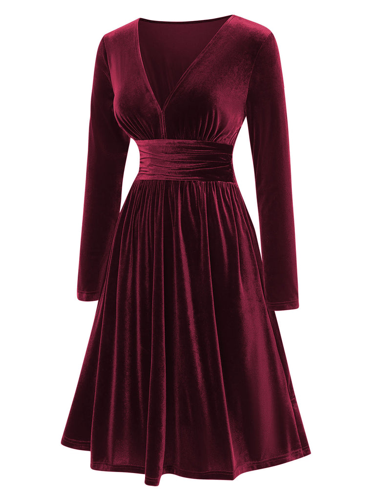 1940s VNeck Solid Aline Velvet | 1940s | vintage dress, retro fashion
