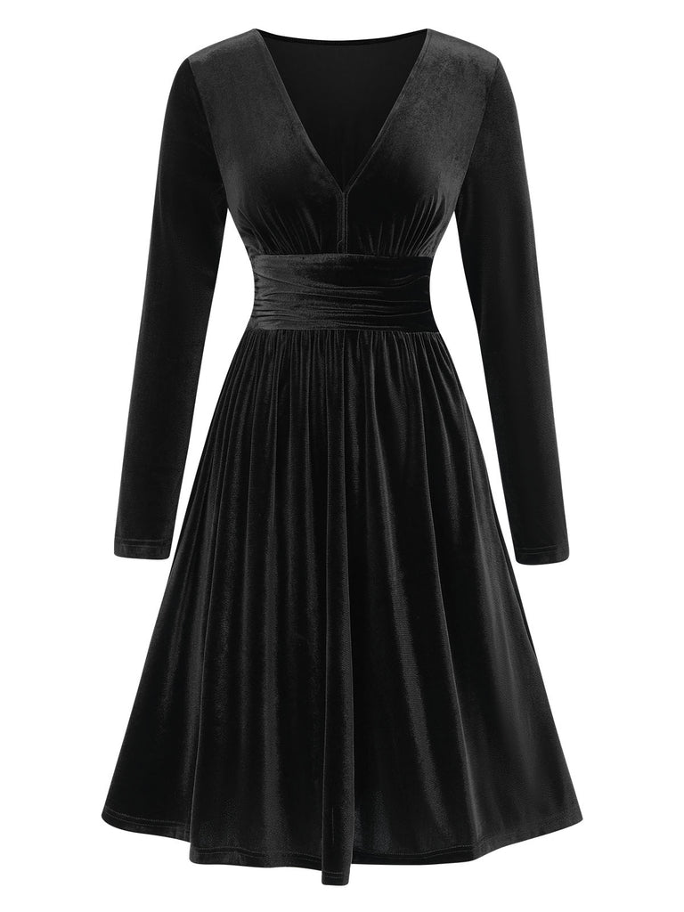 1940s VNeck Solid Aline Velvet | 1940s | vintage dress, retro fashion