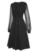 1940s V-Neck Solid Polka Dots Patchwork Dress, vintage dress, retro fashion - perfect for women who love vintage and retro fashion