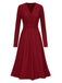 She slips into this 1940s V-Neck Wrap Waist A-Line Midi Dress and suddenly it's a 1940s daydream