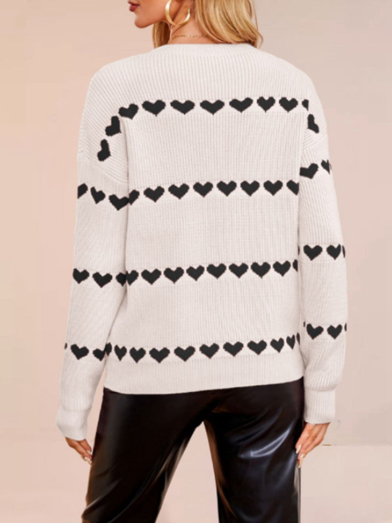 1940s Valentine's Day Heart Knitted Sweater - vintage fashion, retro style