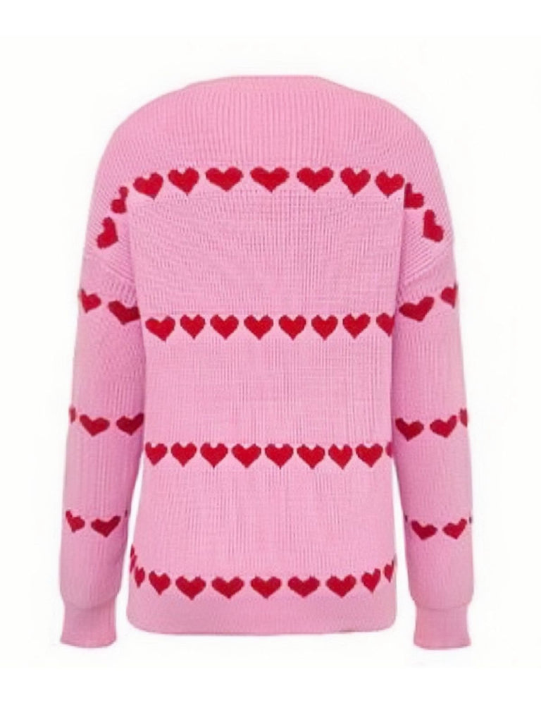 1940s Valentine's Day Heart Knitted Sweater - vintage fashion, retro style