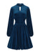 1940s Velvet Cutout Pleated Lantern Sleeve Dress - vintage dress, retro fashion