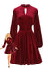 1940s Velvet Cutout Pleated Lantern Sleeve Dress - vintage dress, retro fashion
