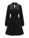 1940s Velvet Cutout Pleated Lantern Sleeve Dress - vintage dress, retro fashion