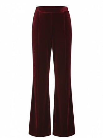 1940s Velvet High-Waist Solid Flare Pants - vintage fashion, retro style