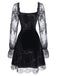 1940s Velvet Lace Flared Patchwork Dress, vintage dress, retro fashion, lace detail - perfect for women who love vintage and retro fashion
