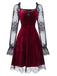 1940s Velvet Lace Flared Patchwork Dress, vintage dress, retro fashion, lace detail - perfect for women who love vintage and retro fashion