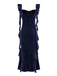 1940s Velvet Ribbon Strap Ruffled Detail Dress - vintage dress, retro fashion
